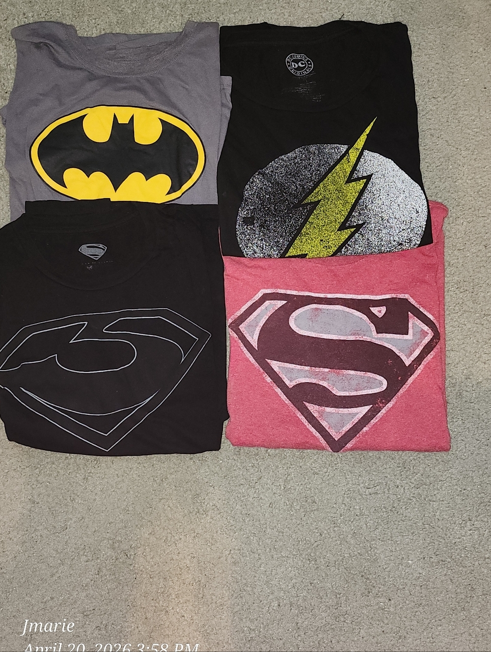 DC Comics T-Shirt Bundle (Set of 4) - Batman, Superman, The Flash